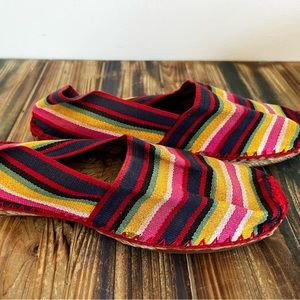 Multi-colored women's espadrilles hemp rope rubber sole flats Size 8